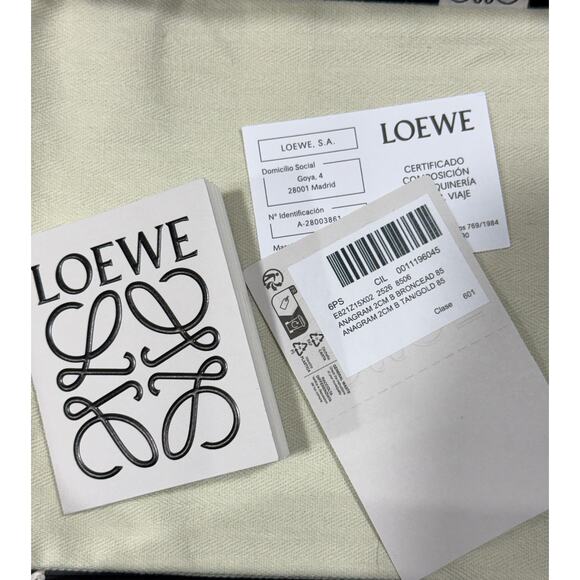 Loewe Anagram Pebble Belt Brown Leather Gold Tone Size 85 New in Box 2cm main image 7
